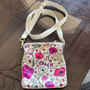 Coach Floral Pink and Cream Crossbody Bag
